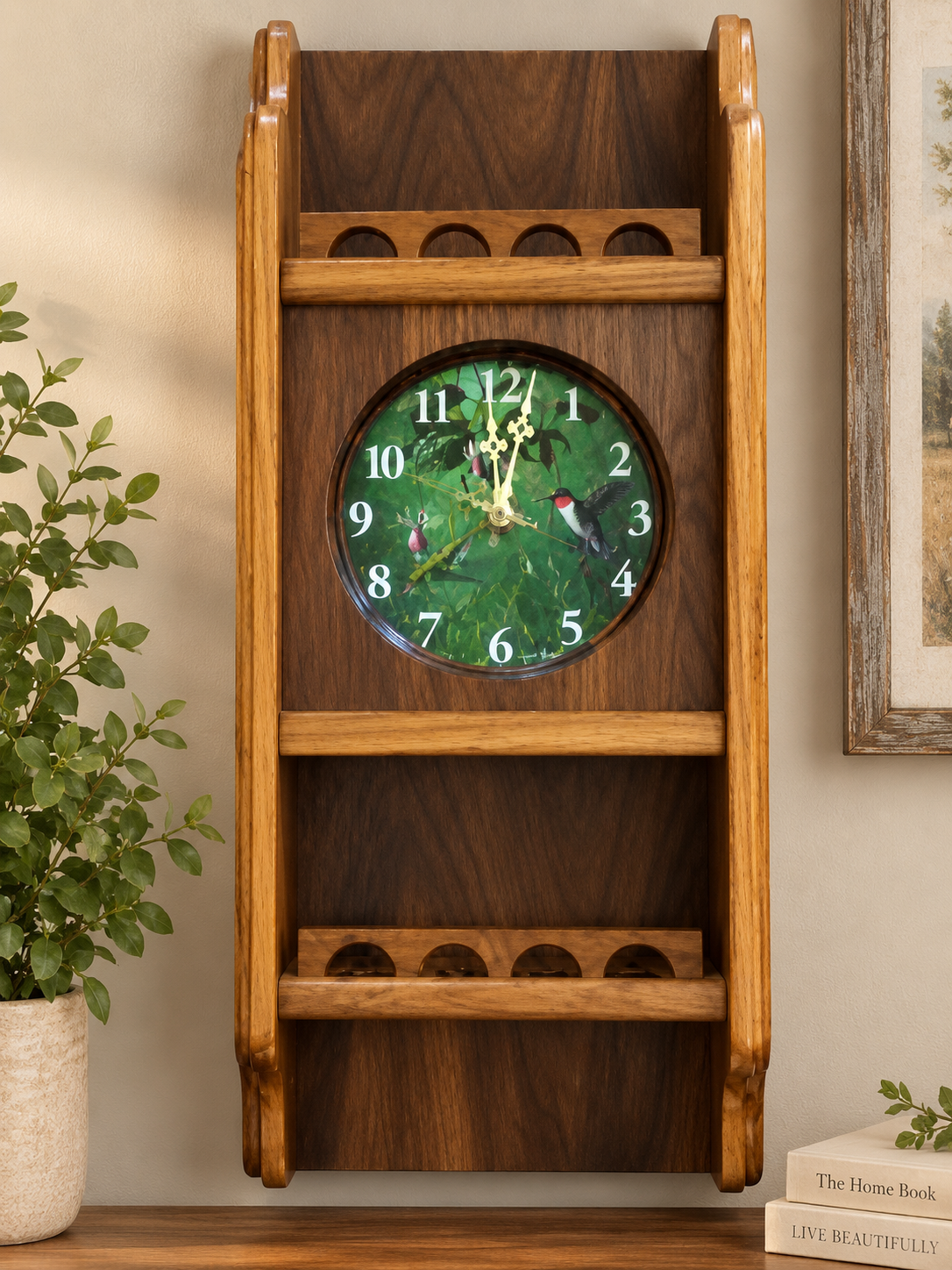 Handcrafted wooden wall clock shelf by DC Woodcrafts